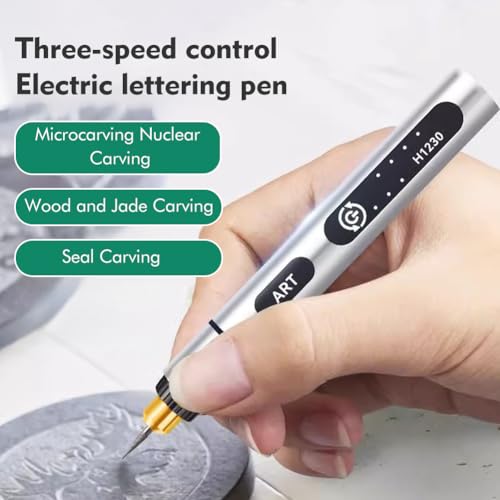 Electric Engraving Tool Kit, USB Cordless Rechargeable Engraving Pen With 4 Tungsten Carbide Tip, Mini DIY Rotary Engraver for Carving Leather Wood Metal Stone Plastic Jewelry Glass(Silver) Silver