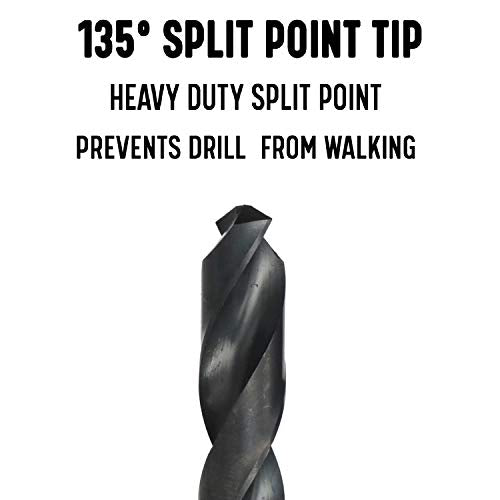 Drill America D/AST15/16 HSS split point stub drill bit, 15/16-inch jobber drill bit