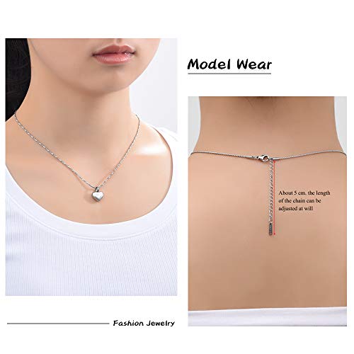 Imrsanl Small Heart Urn Necklace for Ashes Cremation Jewelry for Women Stainless Steel Pendant Memorial Ash Holder Loved Ones Keepsake Silver & Gold