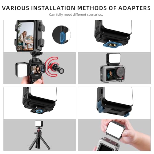 2PCS Pocket 3 4 4P Magnetic Mini LED Light Accessories, for Xtra Muse 8700K Adjustable Fill Video Light with Quick-Release Cold Shoe Adapter for DJI Osmo Action 5 Pro/4/3 Camera Attachment fill light*2