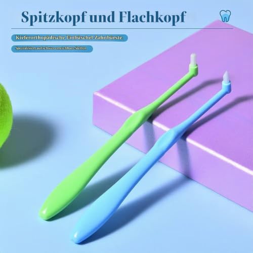 Tuft Toothbrush, Single Tufted Toothbrush, Pack of 3, Pointed / Round/Flat Bristles, Tufted Brush for Orthodontic Braces Bridge Detail Cleaning