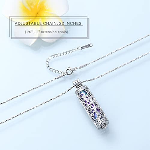 Imrsanl Cylinder Cremation Urn Necklace for Ashes of Loved One Tree-Colorful