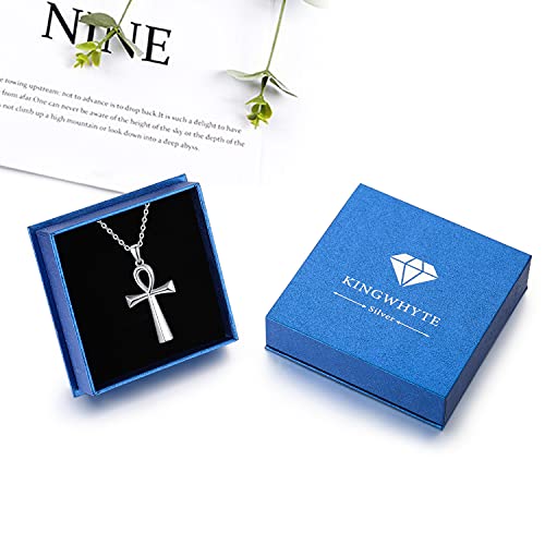 KINGWHYTE Ankh Necklaces for Ashes 925 Sterling Silver for Women Men 1-Silver