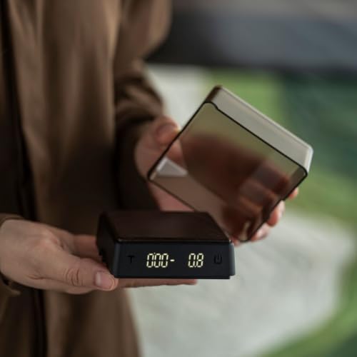 Mini Coffee Scale with Timer, 0.1g Precision Espresso Scale, USB-C Rechargeable Digital Coffee Scale with LED Display, 1kg Capacity for Espresso and Pour Over