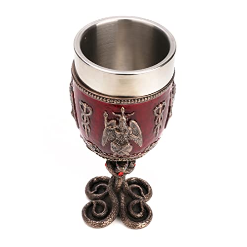Veronese Design 6 7/8 Inch Baphomet Crimson Jeweled Serpent Chalice Stainless Steel Tumbler