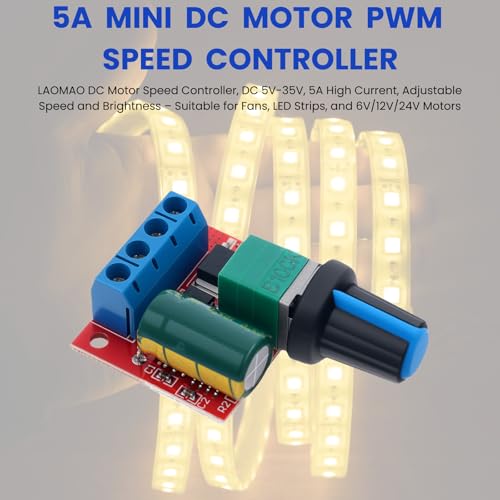 DC Motor Speed Controller PWM 5V-35V 5A Adjustable for 6V/12V/24V Fan, LED Strip, Electric Motors (Pack of 6)