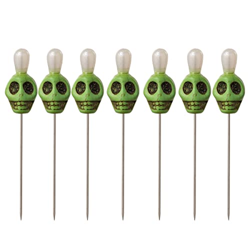 BLESSUME 7pcs Candle Magick Ritual Pins Skull Top (Green) Green