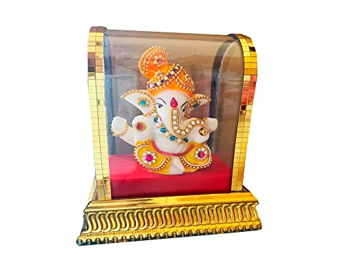 Ganesha Statue in Glass, Big Pheta Ganesha Idols for Home and Office and Car Decor