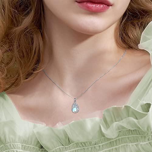 ONEFINITY Tree of Life Urn Necklaces for Ashes 925 Sterling Silver Tree of Life Crystal Cremation Jewelry for Ashes Memory Jewelry for Women Men Moonstone
