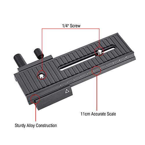 Rail Slider Camera Slider 2 Way Macro Focusing with 1/4" Mounting Screw for Closeup with Precision Scale to get Quick