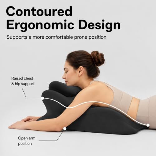Black wedge support pillow with 27° memory foam for reading and bed rest, designed for comfortable support in bed.