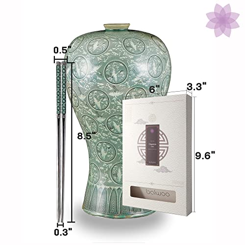 Chopsticks [Made in Korea][5 Sets] 430 Premium Stainless Steel Chopsticks, Mukbang Kitchen Utensil, Cutlery Silverware Stainless Tableware (Goryeo Celadon Blue) Goryeo Celadon Blue