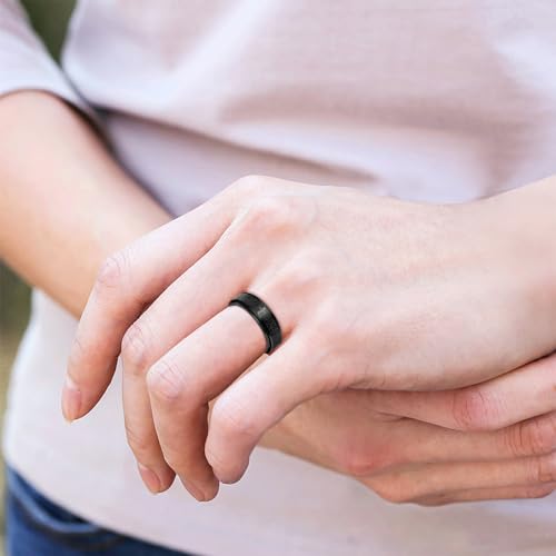 Uloveido Lord's Prayer Cross Spinner Ring for Men Engraved with Bible Verse Our Father Deliver Us From The Evil - 8mm Wide Black Titanium Steel Anxiety Fidget Band Praying Rings for Christian Z