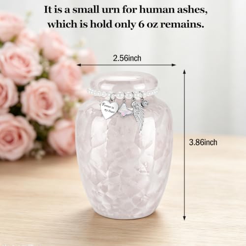 Small Urns for Human Ashes Keepsake Ceramic Mini Memorial Cremation Urns 3.86inch Pink-non-customize
