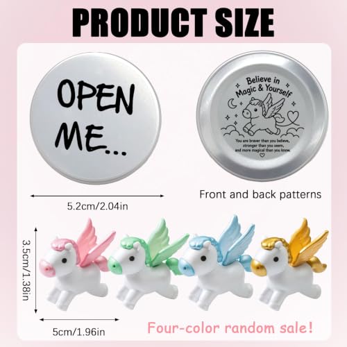 Mini Pegasus Statue in Tin – Winged Horse Good Luck Charm | Spiritual Gift for Women | Emotional Support Pocket Figurine with Inspirational Quote “Believe in Magic & Yourself” | Random Color