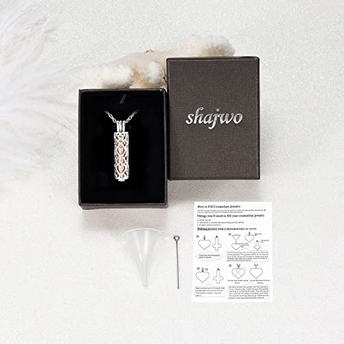 shajwo Cylinder Urn Necklace for Ashes for Women Men Cremation Jewelry Keepsake Memorial Human Pet Ashes Pendant Rose Gold