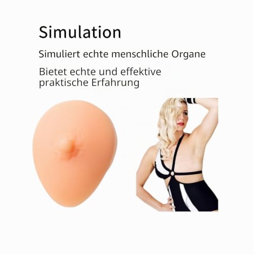 Silicone Nipple Model with Acrylic Stand, Fake Boob Flexible Human Mould, Body Parts for Practicing Piercing, Acupuncture Jewelery Display, Simulation Body Model (Nude)