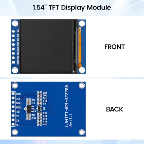 1.54 Inch TFT LCD Screen Module Ulegqin HD IPS LCD Display with Driver IC 7789 Colour Display Resolution 240 x 240 SPI Interface Compatible with Arduino