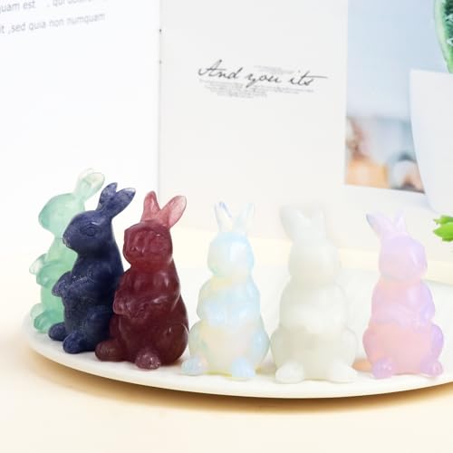 2 Inch Crystal Bunny Decor,Pink Opal Bunny Statue,Easter Crystal Rabbit Figurine,Hand-Carved Healing Gemstone for Wellness.A Meditation Gift for Women and Wisdom to Home and Office. Pink Opal