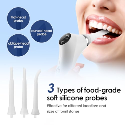 Tonsil Stone Remover Set, 65 kpa Electric Almond Stones Removal | 3-speed suction, with LED light and 5x magnifying glass, for healthy almonds and fresh breath White