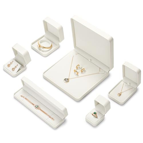 Oirlv Leather Jewelry Set Box Big Necklace Storage Case Jewelry Gift Box Creamy-white Big Necklace Box