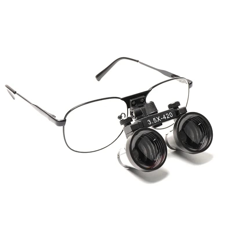 [Australia - AusPower] - 2.5X 3.5X Binocular Dental Loupes Surgical Magnifier Dentist Loupe Metal Eyeglasses Depth View (3.5x-420), Black 3.5x-420 