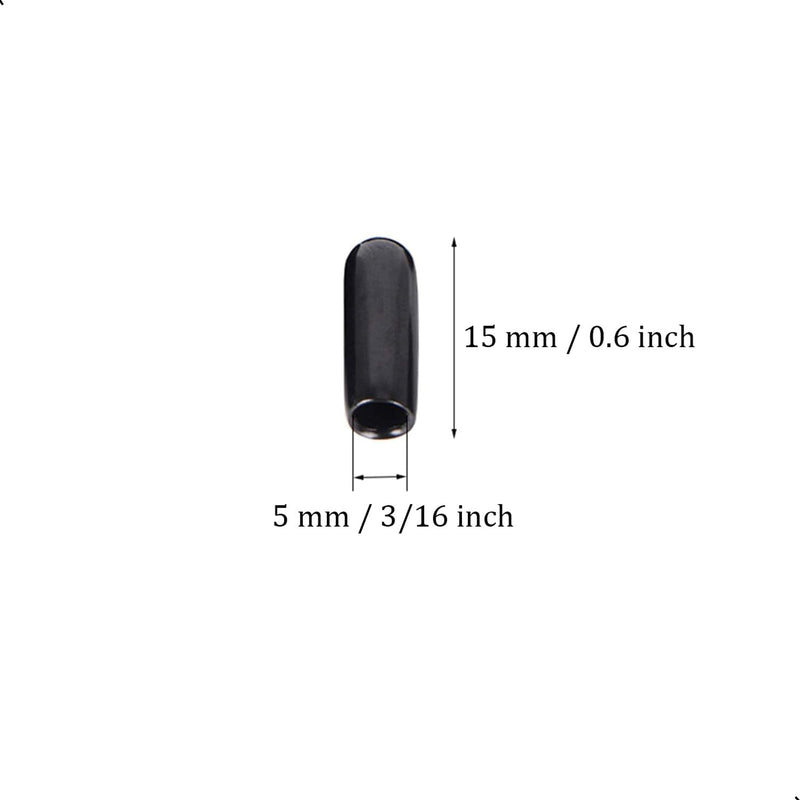 [Australia - AusPower] - 50pcs Screw Thread Protectors 3/16 inch ID Rubber Round End Cap Cover Flexible Tube Caps Tubing Tip, 15 mm Long (Black?Inner Dia 5mm) 50Pcs 5mm 