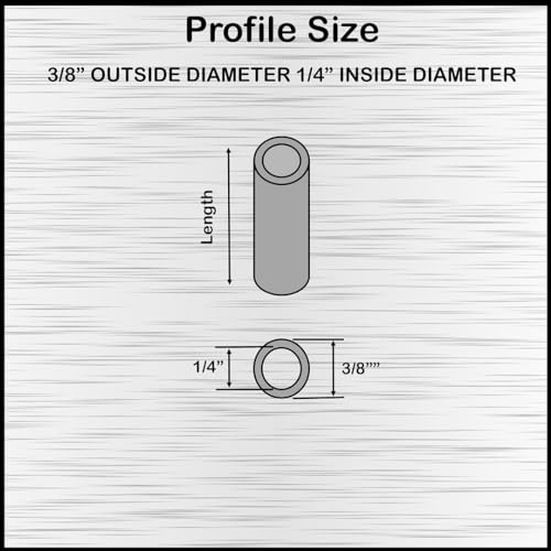 Black aluminum round spacer, 3/8-inch OD x 1/4-inch ID, 1/2-inch length, unthreaded, 10-pack by Metal Spacers Online