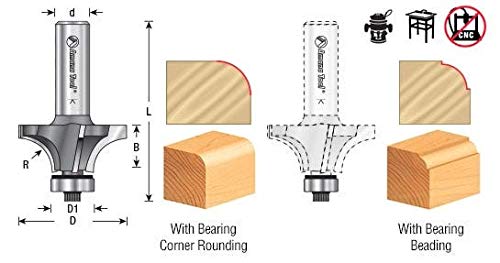 Amana Tool - MRR108 Carbide Tipped Miniature Corner Rounding 1/16 Radius x 5/16 Dia x 5/16 1/16 Radius x 5/16 Diameter x 5/16 Height