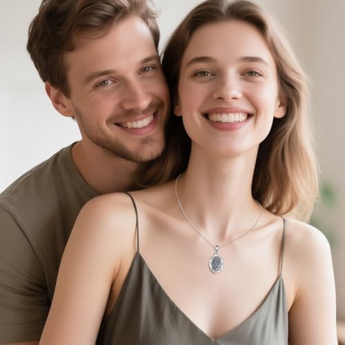 DAYLINLOVE Hecate Necklace 925 Sterling Silver Abalone Shell Oval Triple Moon Goddess Pendant Necklace Pagan Witch Proteccion Amulet Hecate Jewelry for Women Saint Michael 3