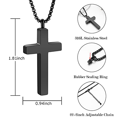 Dletay Cremation Necklace for Ashes Stainless Steel Cross Pendant Urn Necklace Memorial Keepsake Jewelry for Men Women