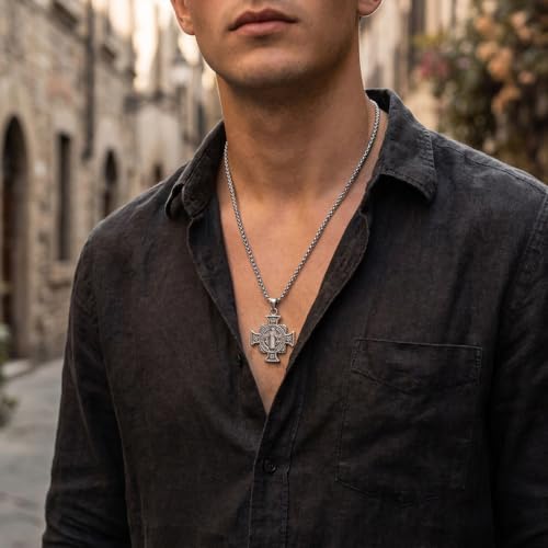 Cross Pendant with Saint Benedict Necklace