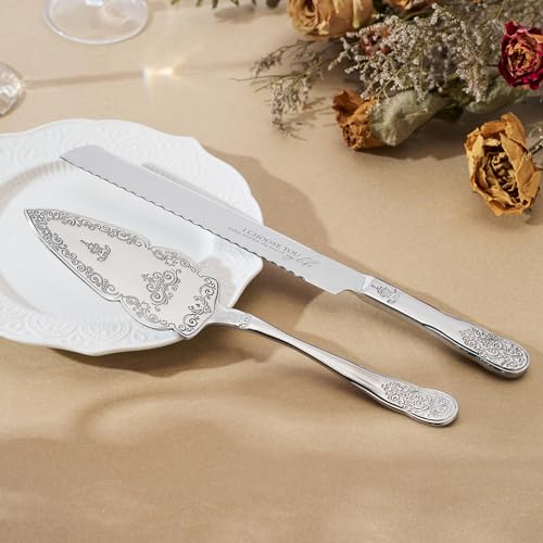 AW BRIDAL Wedding Cake Knife And Server Set, Vintage Cake Cutting Set for Wedding, Personalized Cake Cutter Wedding Gift Bridal Shower Gift Anniversary Engagement Gift For Couple