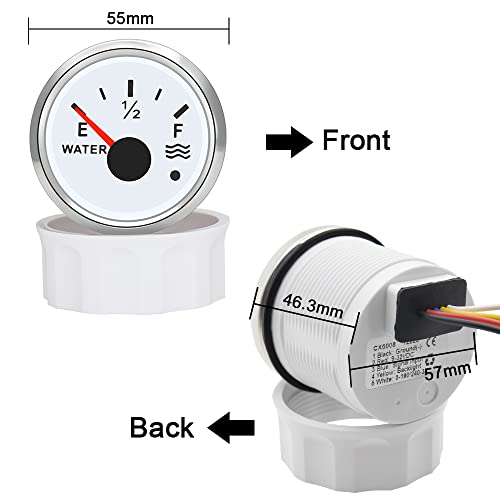 KAOLALI Water Level Indicator, Water Level Meter for 0~190 ohm Water Sensor(White)