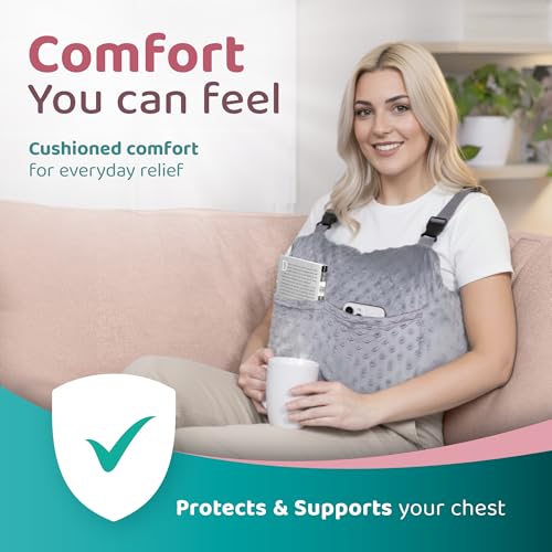 Zomaple Mastectomy Recovery Pillow + Strap, 2 Gel Pack, Seat Belt Cover & Shower Lanyard – Post-Op Essentials, Breast Augmentation/Reduction & Mastectomy Recovery Supplies – Washable Cover for Comfort Grey Regular Gelpacks