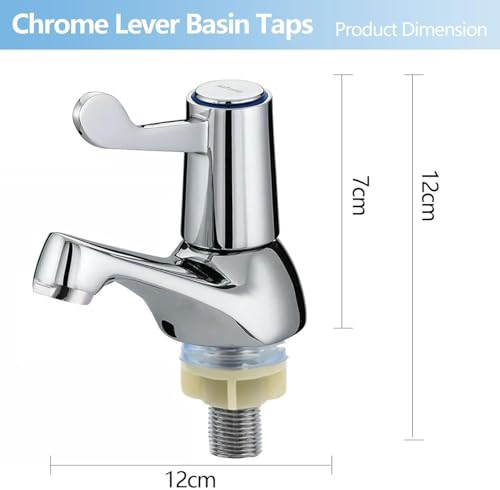 Pair of 2 Bathroom Basin Taps, Chrome Plated Copper Body Lever Bathroom Sink Tap for Hot and Cold Water, Pair of Bathroom Sink Taps for Bathroom Kitchen, Sink tap Double Basin taps