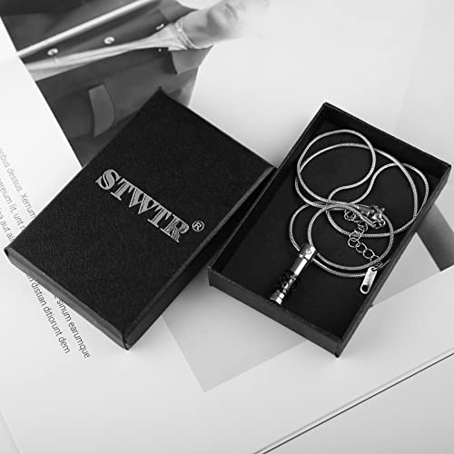 STWTR Stainless steel cylinder souvenir capsule pendant necklace, cremation ash pill container necklace D
