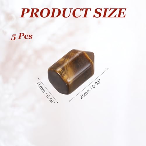 MECCANIXITY Crystals Wands Tiger's Eye Hexagonal Faceted Single Points Towers Pocket Polished Stone Bulk for Energy Chakra Meditation Crystal Healing, 15 x 25mm (Yellow),5Pcs Tigers Eye (Yellow)