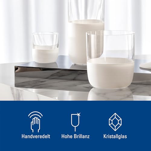 Villeroy & Boch Manufacture Rock Blanc Collection Shot Glass Set, 4 pcs. Set of Small Glasses for Shots and Liqueurs, 1.25 oz, 2 in Height, Crystal, Matte White Slate Look Clear/White