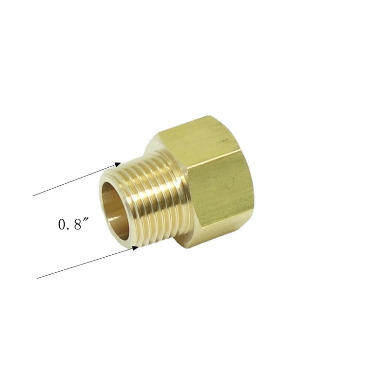 [Australia - AusPower] - 2 Pcs 1/2" NPT Pipe Male x M22 x1.5 Female Metric Gauge Adapter Brass 