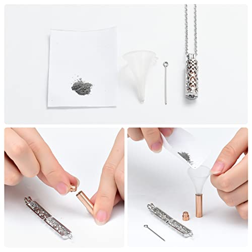 shajwo Cylinder Urn Necklace for Ashes for Women Men Cremation Jewelry Keepsake Memorial Human Pet Ashes Pendant Rose Gold