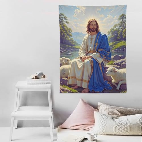DEHYTO Jesus Christ Tapestry God of Jesucristo Wall Hanging Art Decoration for Church Bedroom Living Room Dorm Home Easter Decor 30"x40" JESUS-1 40"L x 30"W