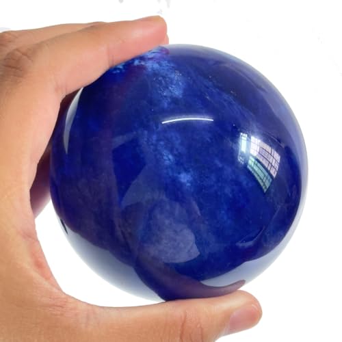 Blue Crystal Ball(70mm-2.75 inches) with Display Stand—Natural Sapphire Sphere for Decoration and Divination Blue-70mm 70mm/2.75inch