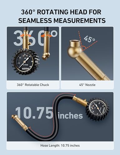 AstroAI tire pressure gauge with 0-60 PSI large glow dial for car and SUV tires