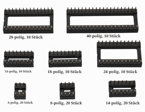 110pcs 2.54mm Pitch DIP IC Sockets Type Adaptor Set 6,8,14,16,18,24,28,40 Pin