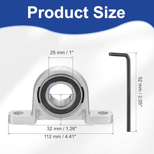 sourcing map Pillow Block Bearing 1" (25mm) Bore Vertical Zinc Alloy Steel Mounted Flange Pillow Block Self-Alignment Insert Bearings Housing for Machinery Power Agriculture Pack of 2 25mm