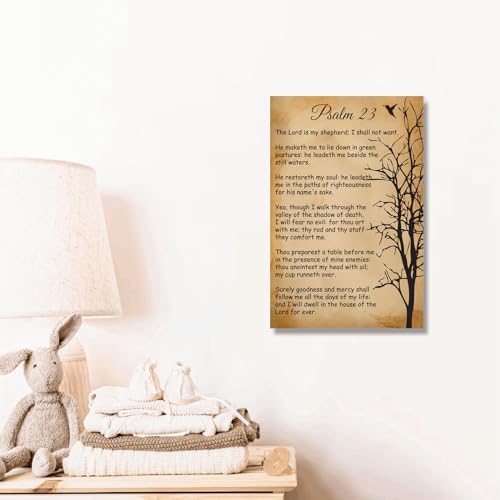 Christian Wall Art Psalm 23 the Lord is My Shepherd Canvas Print Positive Scripture Canvas Painting Home Bedroom Wall Decor Baptism Gift Framed 8 * 12 inch 12"L x 8"W