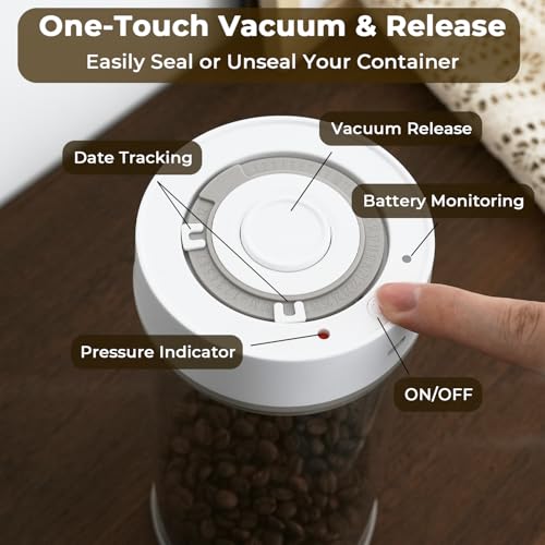Electric Vacuum Coffee Canister, 1.35L, One-Button Automatic Sealing 1350ml