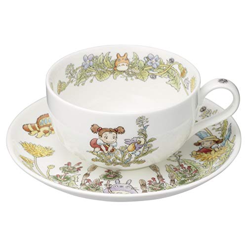 Noritake T97285A/4660-2 Milk Tea Cup & Saucer, 11.8 fl oz (325 cc), My Neighbor Totoro, Dandelion, Microwave Safe, 1 Guest, Bone China 01: Milk tea cup & saucer 02: Dandelion knit