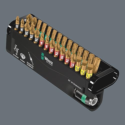 Wera Bit-Check 30 Diamond 1 Anti Cam-out BiTorsion Long Life bit set for drill/drivers PZ,PH,TX,SL 30 piece, 05057431001 Single